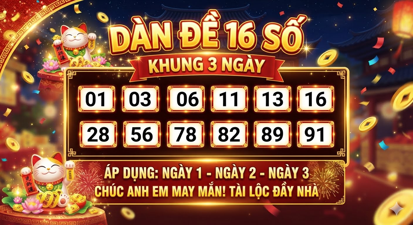 Dàn đề 16 số khung 3 ngày bất bại bền bỉ