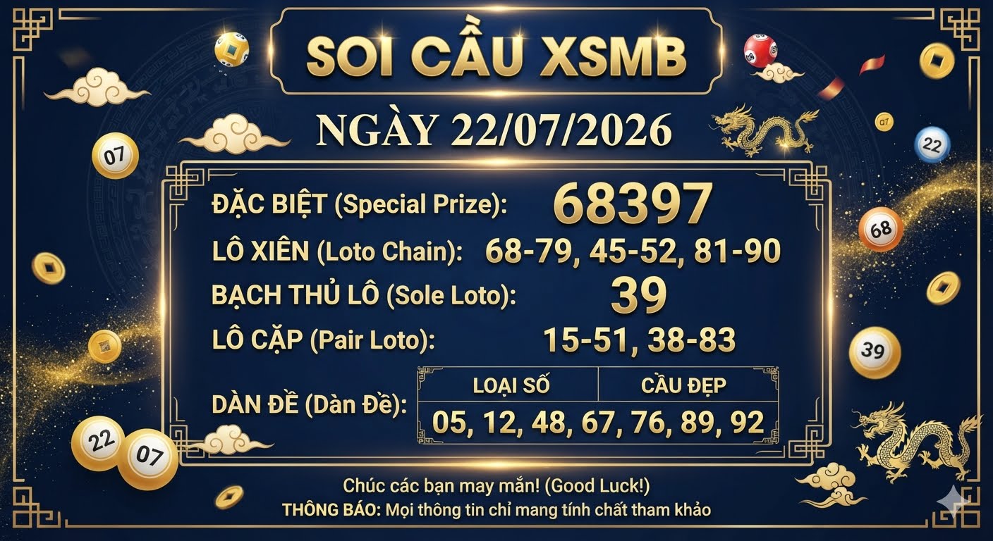Soi cầu XSMB ngày 22/07/2026 chính xác miễn phí