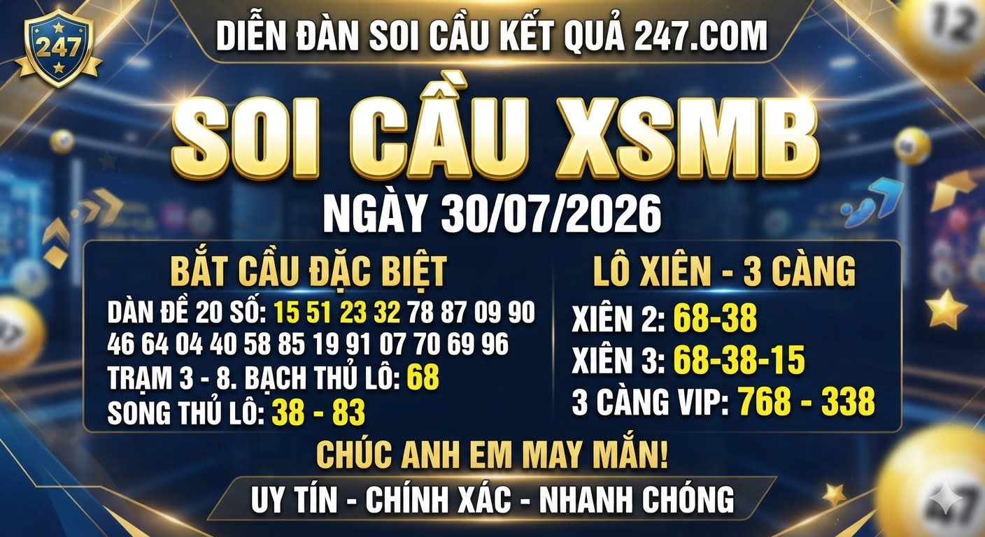 Soi cầu XSMB ngày 30/07/2026 chính xác miễn phí